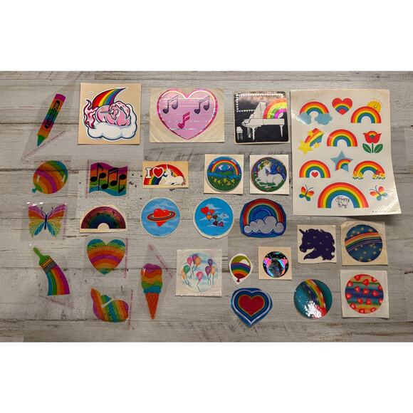 Lot of Vintage 1980s Rainbow Unicorn Stickers